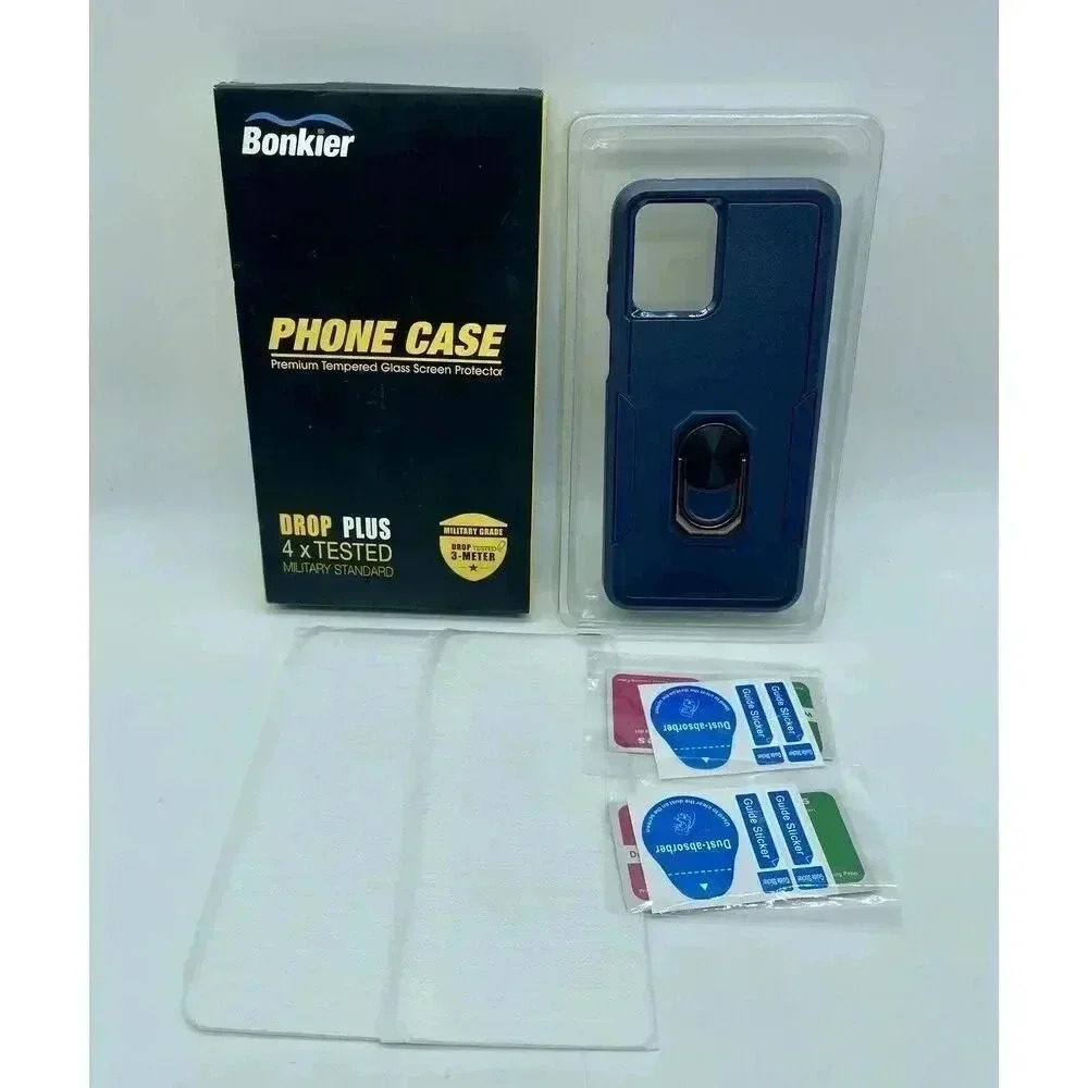 Magnetic Kickstand Case For Motorola Moto G 5G‎ 2022 Blue + 2 Screen Protectors